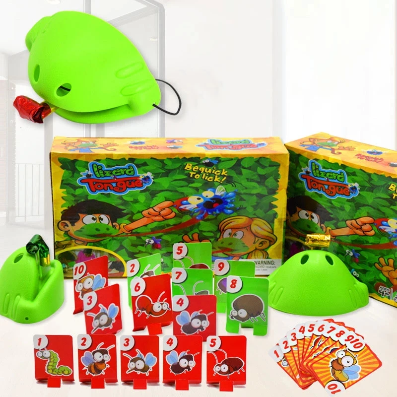 

Chameleon Lizard Mask Lick Cards Board Family Games for Children Party Wagging Tongue Toys Antistress Funny Desktop Game Toys