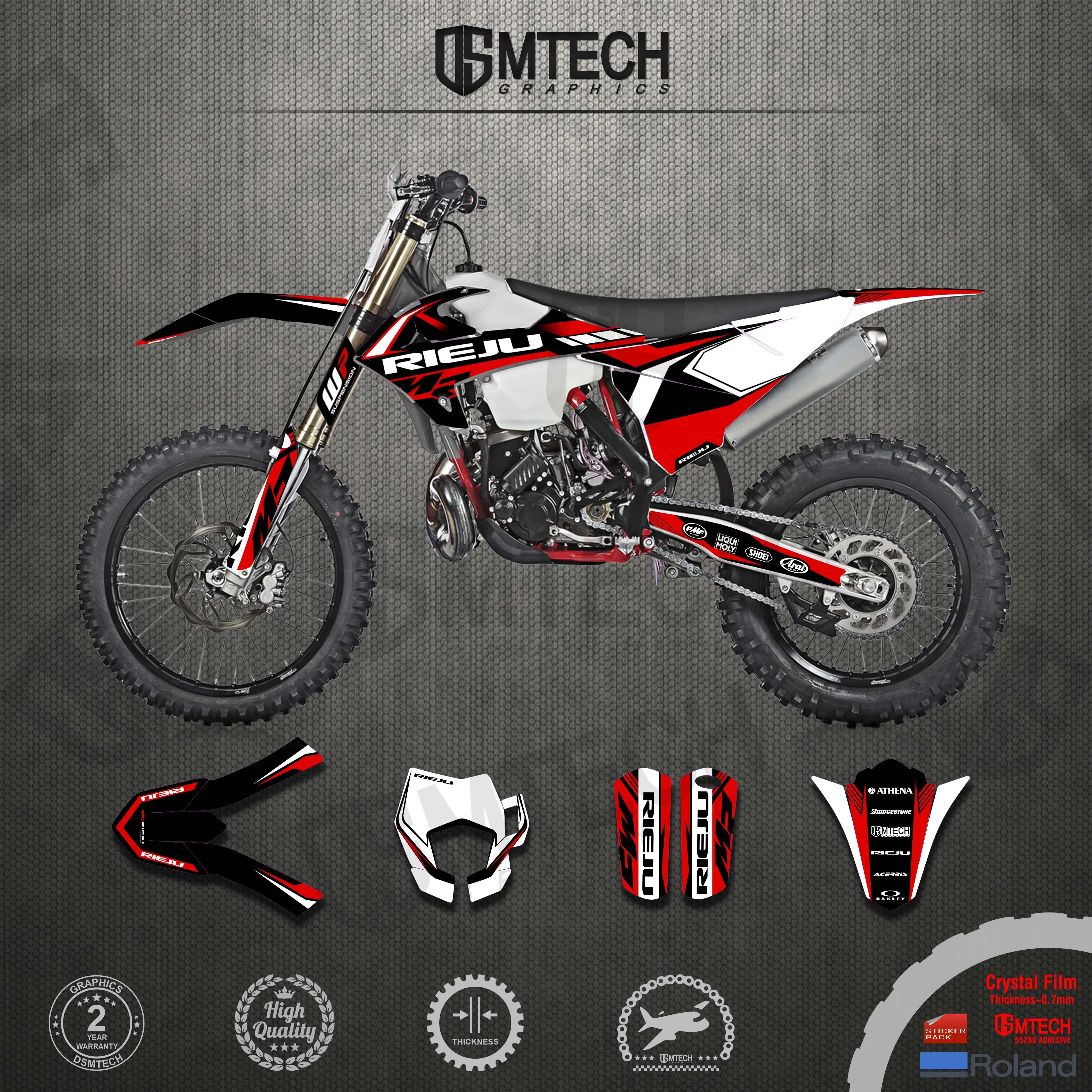 DSMTECH Motorcycle for Custom Team Graphics Backgrounds Decals Stickers Kit For Rieju MR MR Pro300 2020 2021 Decals Stickers Kit