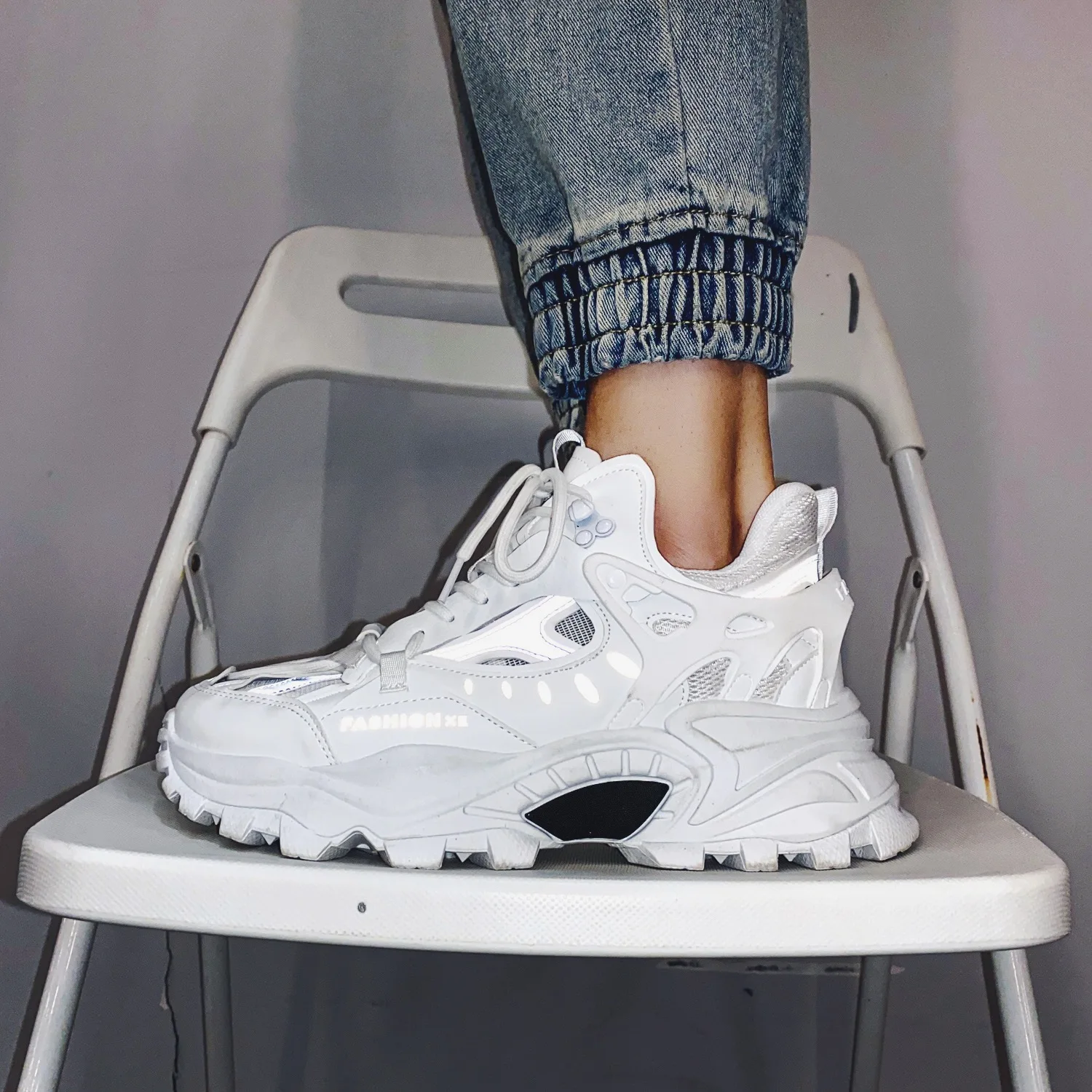 Thick Sole Men's Chunky Sneakers High Quality Designer Replica Casual Shoes for Male Fashion Reflective Sports Footwear 2023