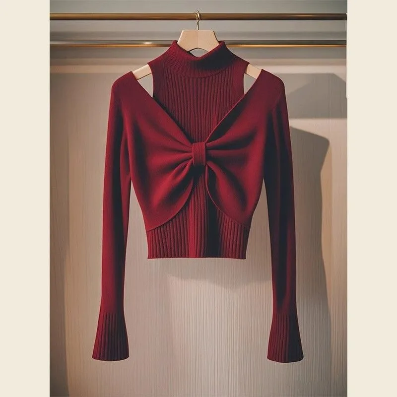 Осень 2023 новый темпераментный полуводолазка с длинными рукавами однотонный