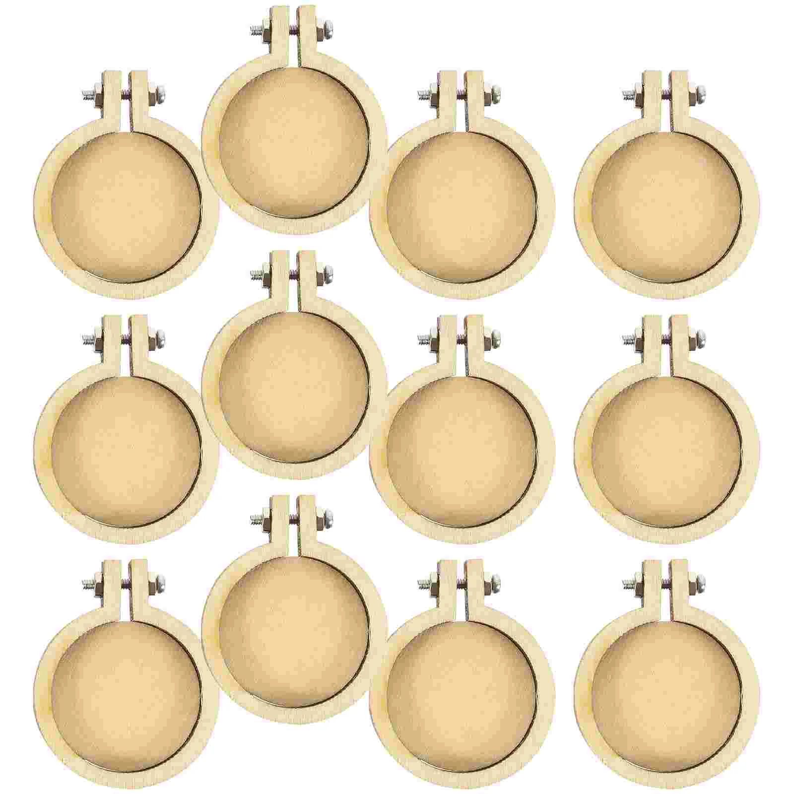 

12 Pcs Wood Mini Embroidery Stretch Frame Pendant Oval Ring Supplies Decorative Circles Frames DIY