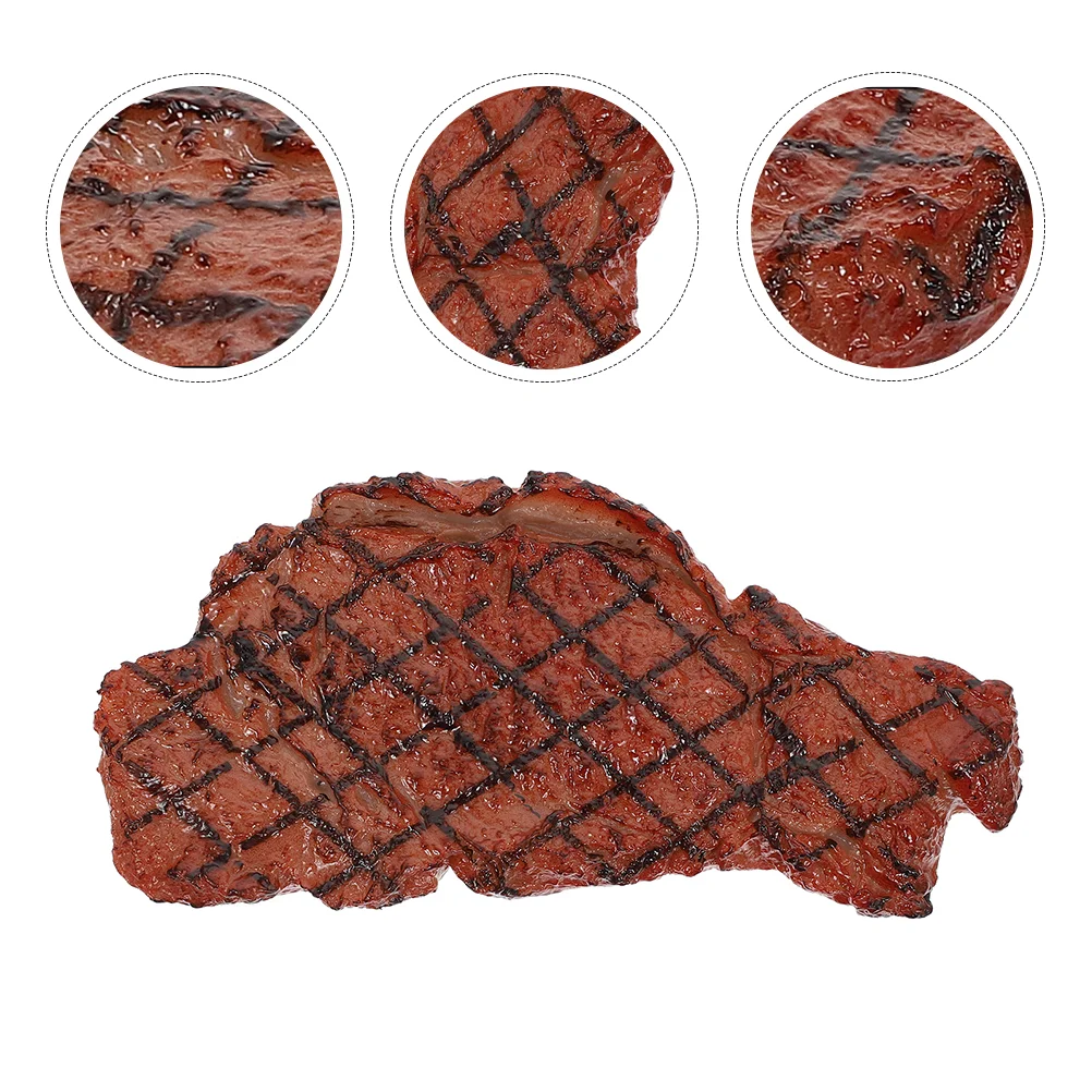 

2 Pcs Food Model Grill Toy Kid Playing Kids Educational Toys Steak Outdoor Toddlers Plastic Decor Simulated Decorate