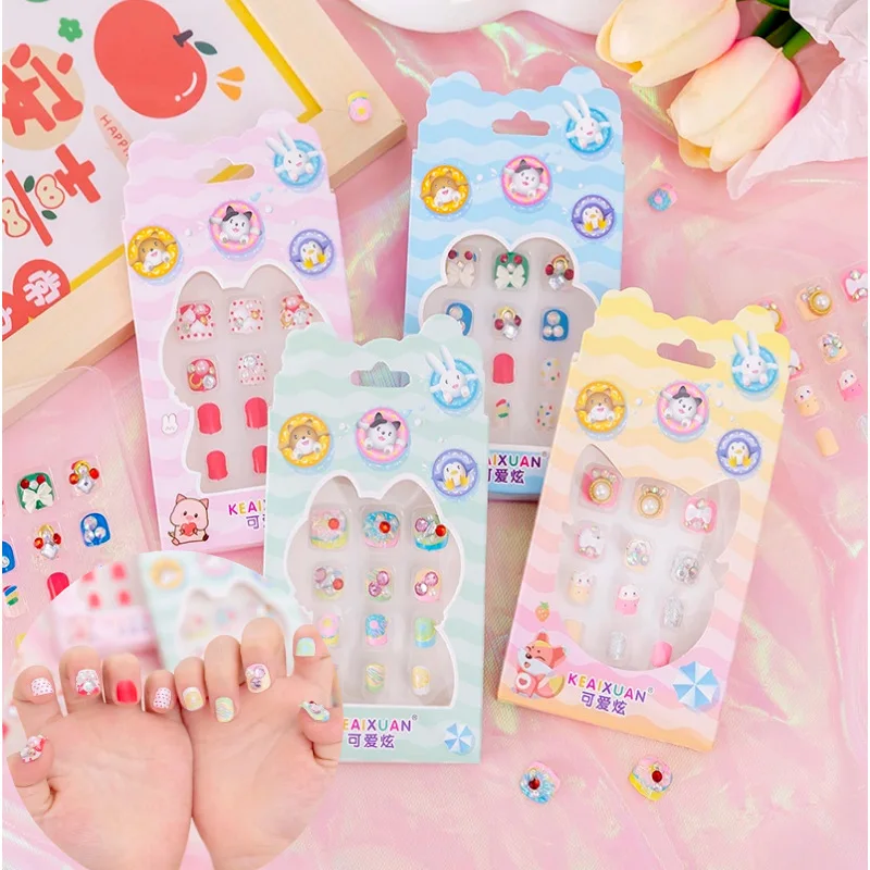 

Children's Toys Cartoon Handmade Diy Manicure Tasteless Peelable Nail Stickers Colorful Nail Stickers Gift Set Holiday Gift
