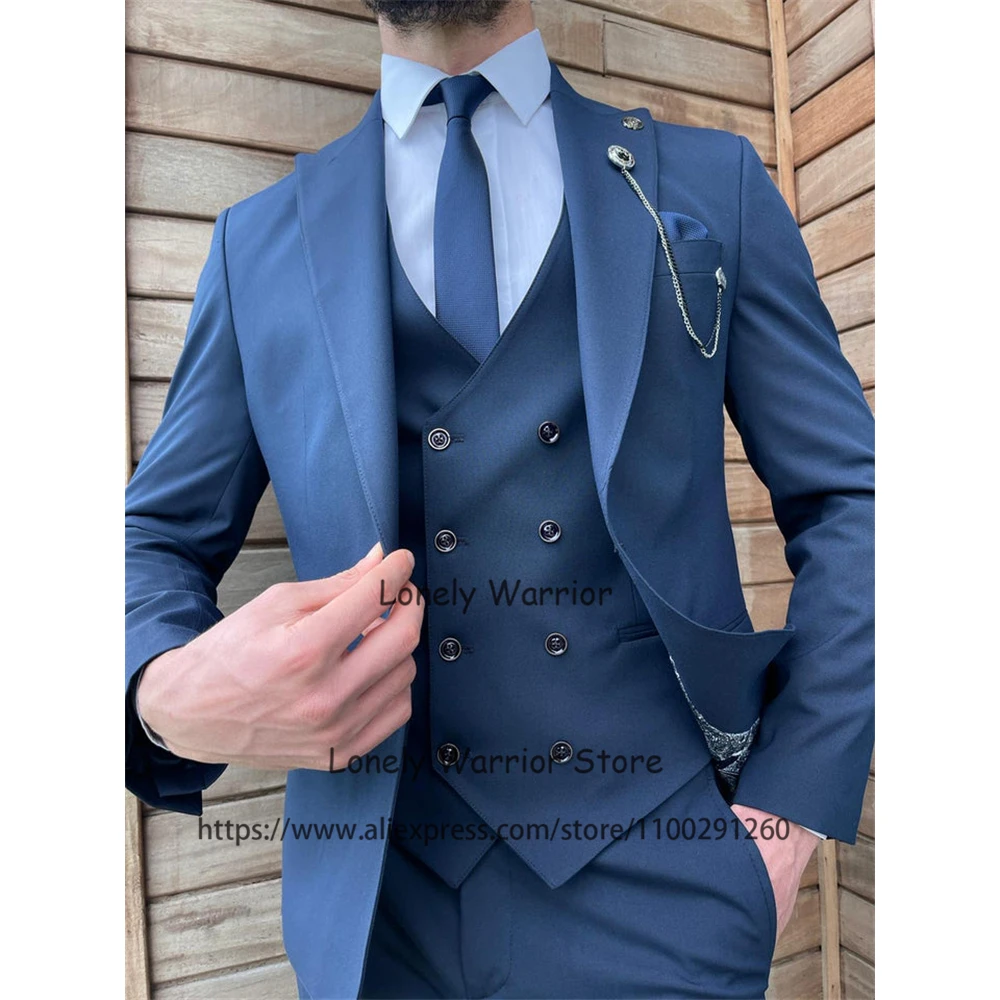 Мужские костюмы темно-синего цвета официальный деловой Блейзер приталенные