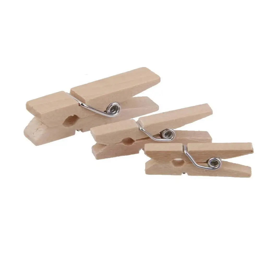 

100Pcs Wholesale Small Size 3.0*0.4cm Mini Natural Wooden Wooden Clips For Photo Clips Clothespin Craft Decoration Clips