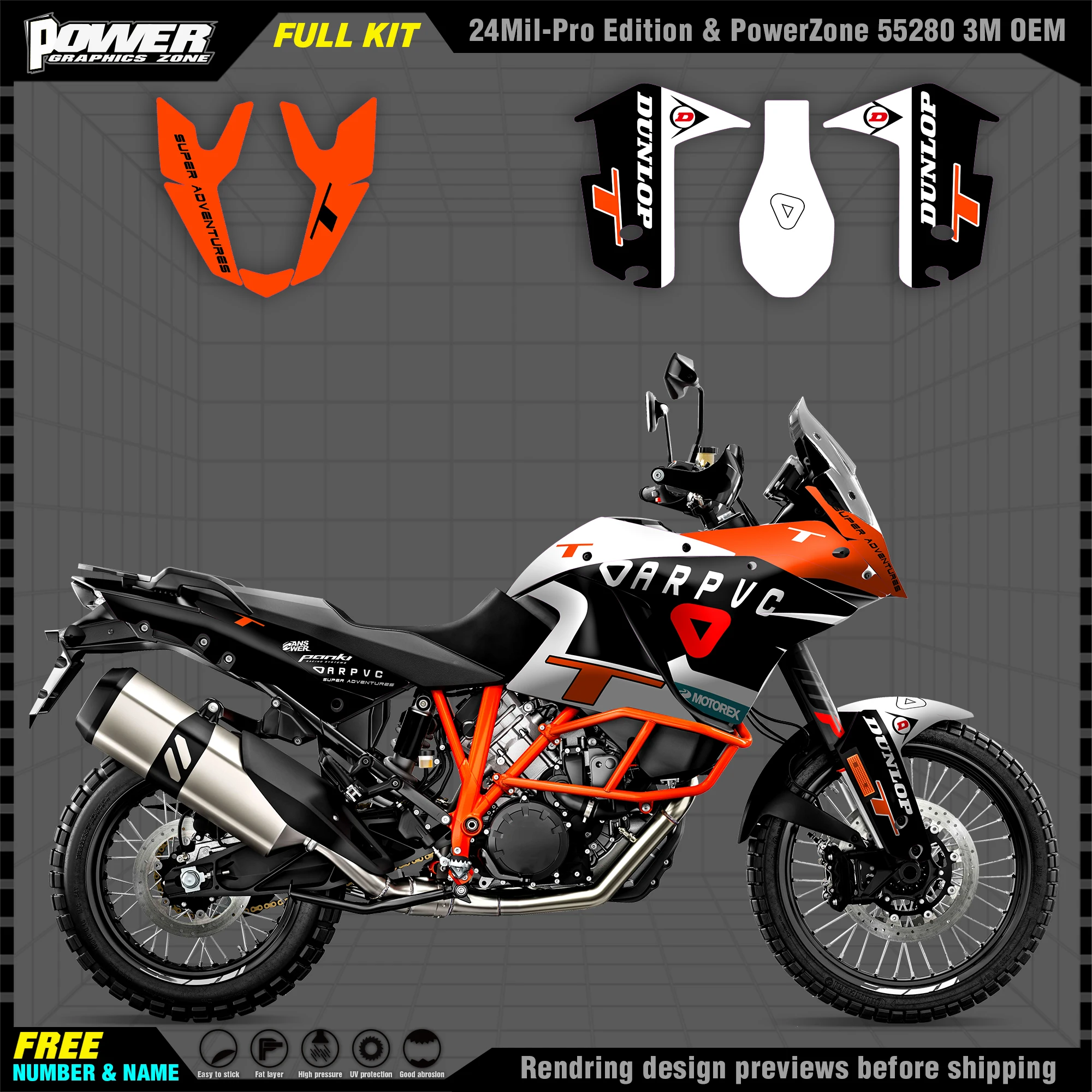 

PowerZone for Custom Team Graphics Backgrounds Decals Stickers Kit For KTM 03-16 ADV1050 1090 1190 RS Motorcycle 005