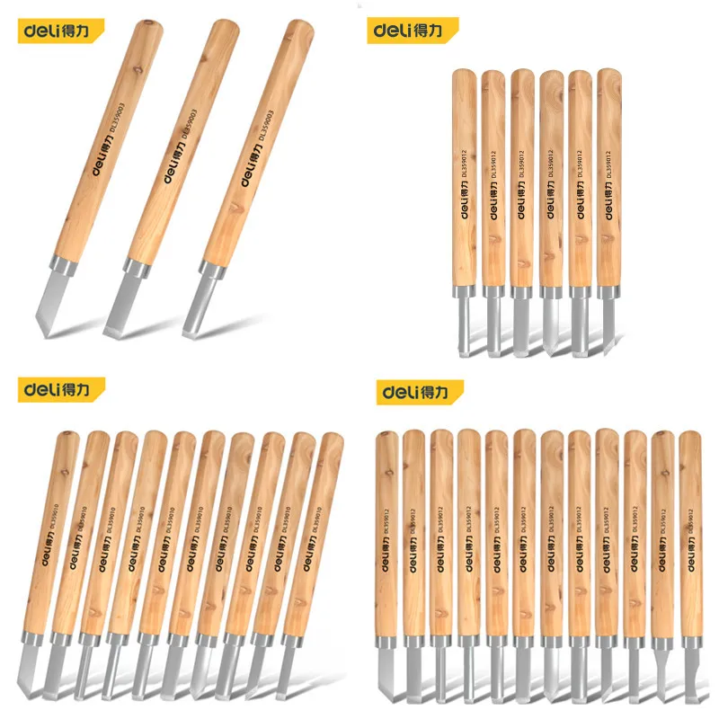 

3/6/10/12 Pcs Wooden Handle Carving Knife Set SK2 Cutter Head Multifunctional Woodworking Portable DIY Hand Tool Carve Knives