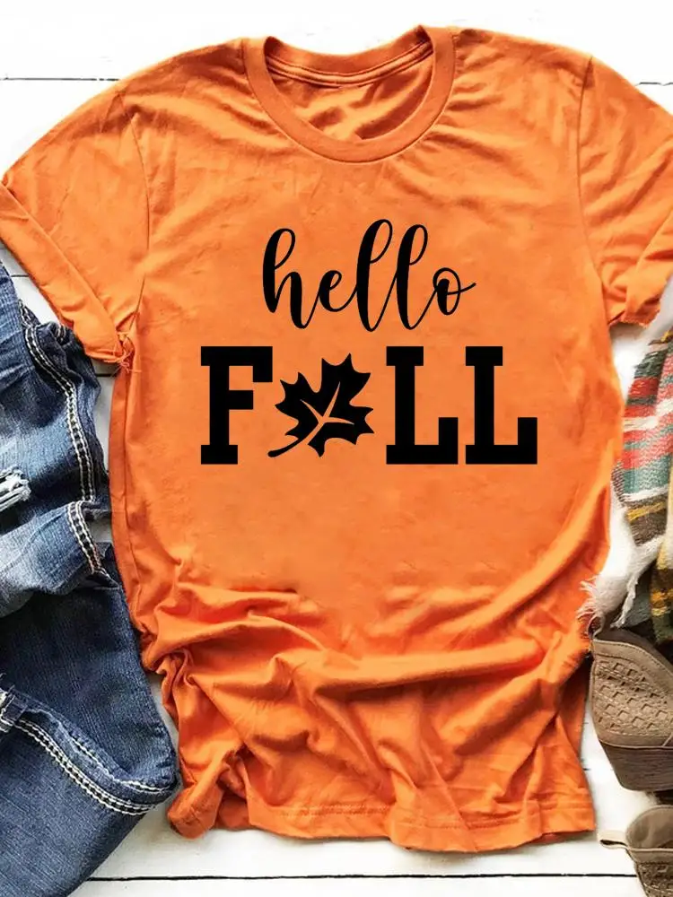 

Letter Sweet Trend Fall Autumn Halloween Fashion Casual T-shirts Clothes Women Female T Clothing Ladies Print Graphic Tee