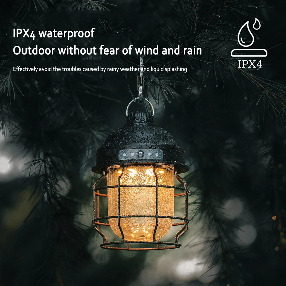 Винтажный металлический подвесной мини-фонарь с батареей 2300 мАч теплый