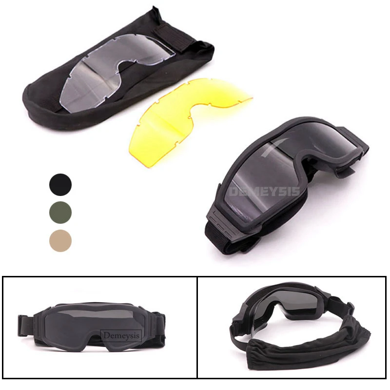 

Военные очки с 3 сменными линзами, тактические Защитные очки для пейнтбола, страйкбола, стрельбы, охоты, Wargame CS