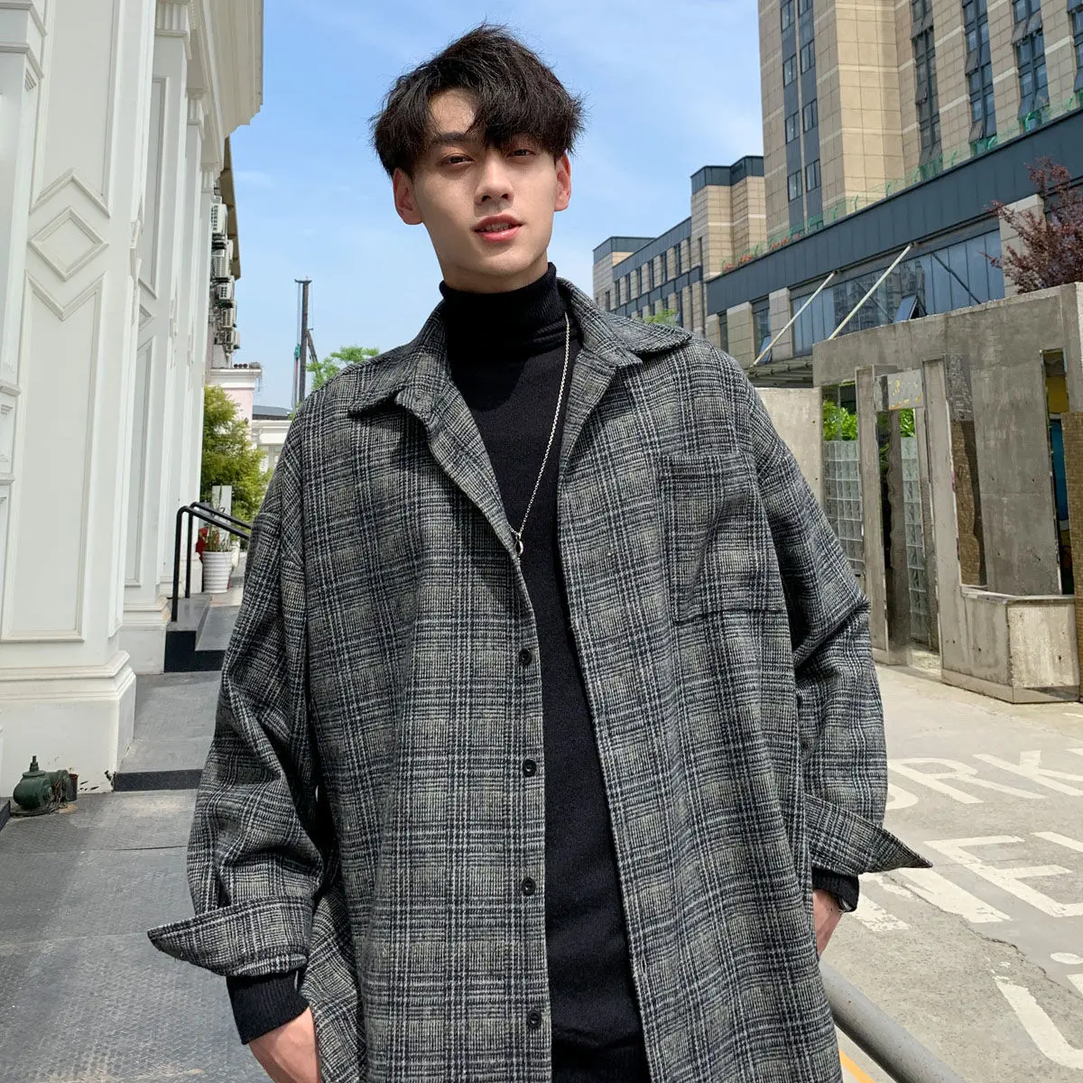 

Men's Shirts Autumn Plaid Thicken Coats Gentleman Loose StreetWear Hip Hop Band High Street New Clothes Jacket Harajuku Gym