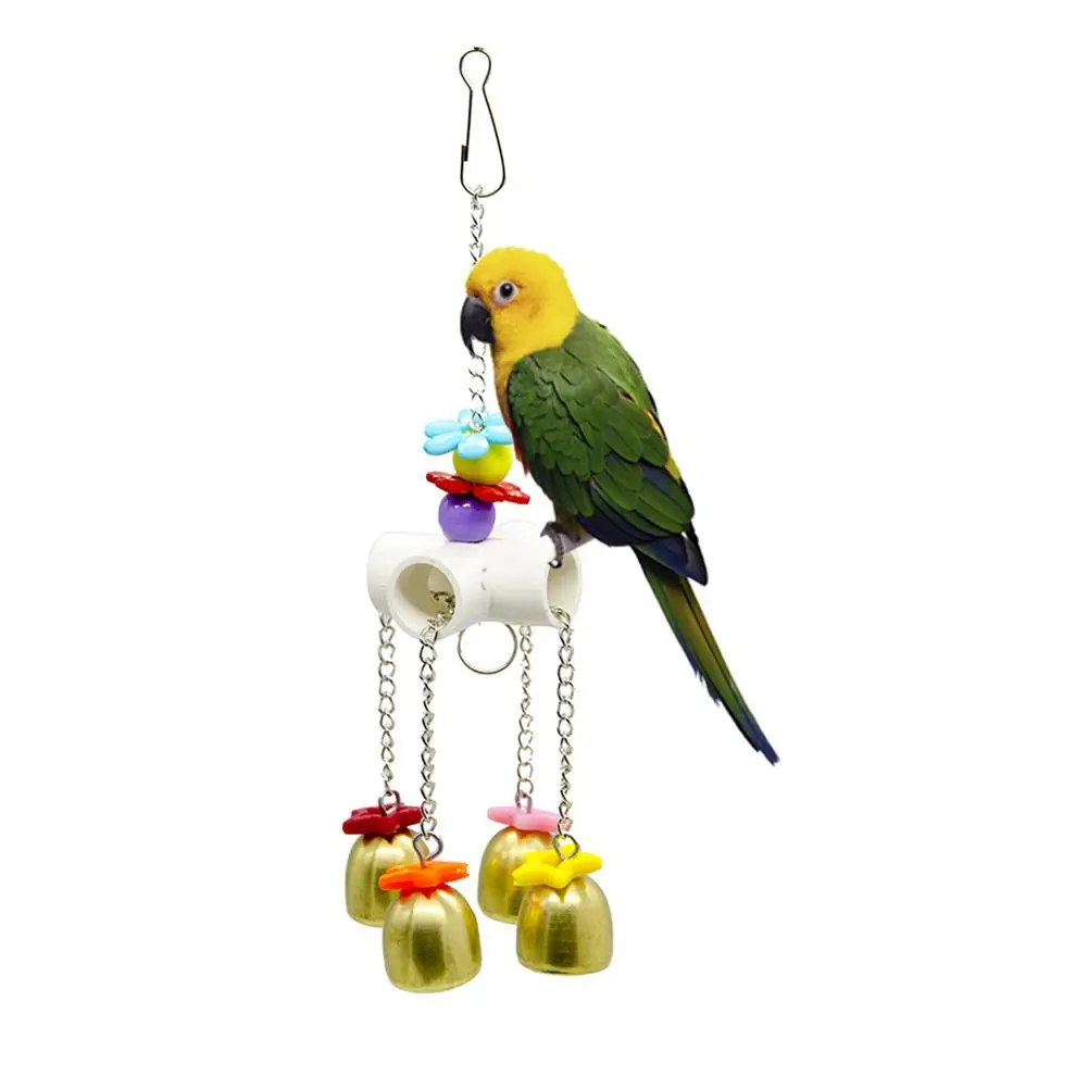 

Игрушки-колокольчики в виде попугаев, красочные жевательные игрушки ручной работы, ветряные колокольчики, птицы, клетка аксессуары для животных