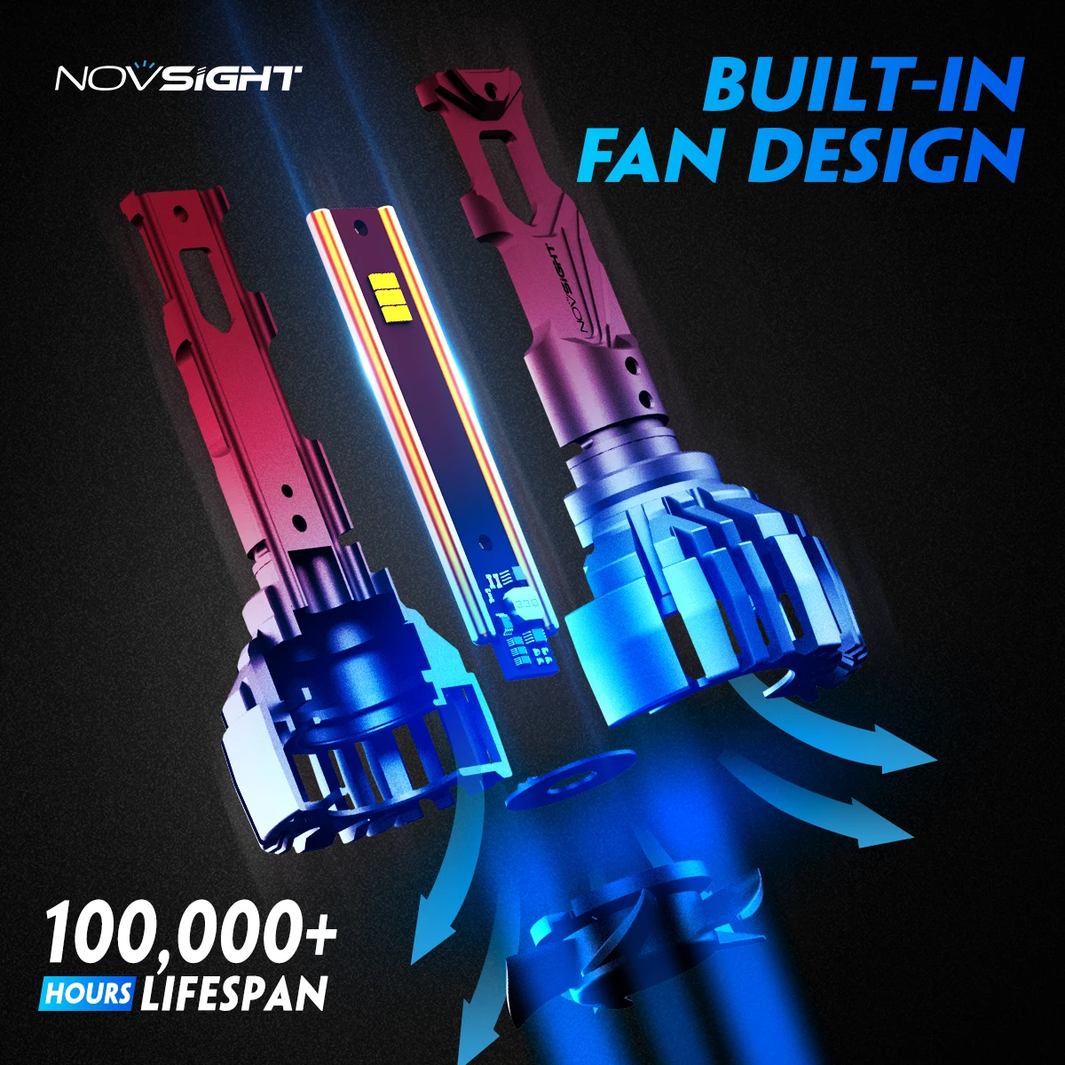 Светодиодные лампы Novsight N67 9005 HB3 H7 H11 H4 9003 HB2 9006 HB4 для фар, 140 Вт, 6500K, сверхъяркие, для ближнегодальнего света автомобиля (art.: 3920da6089072) - 3920da6089072