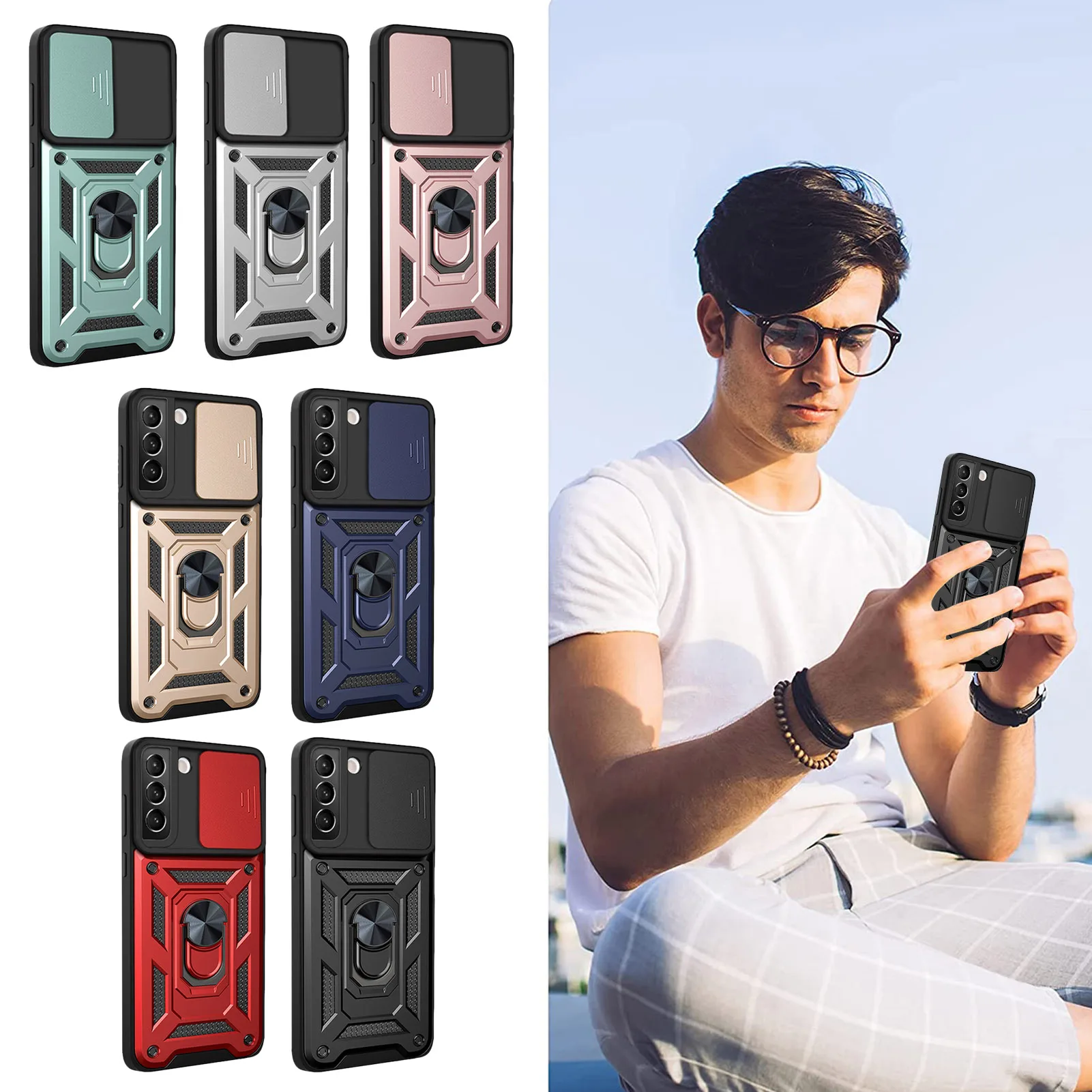 Slide Camera Case ForSamsung Galaxy S22 Cover Lens Armor Bumpers Capa Cover ForSamsung Galaxy S22