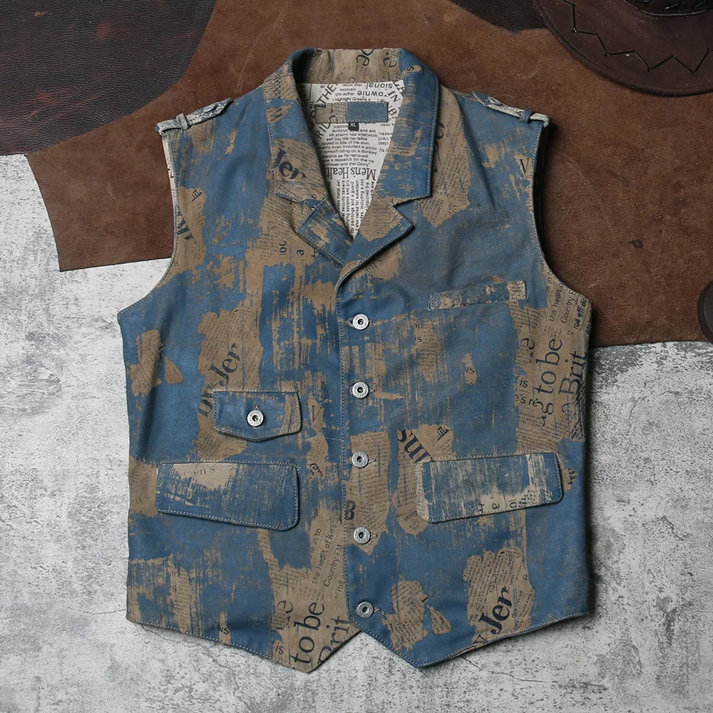

DSCV588 Asian Size Super Quality Cow Leather Vintage Waistcoat Men's Stylish Biker Vest