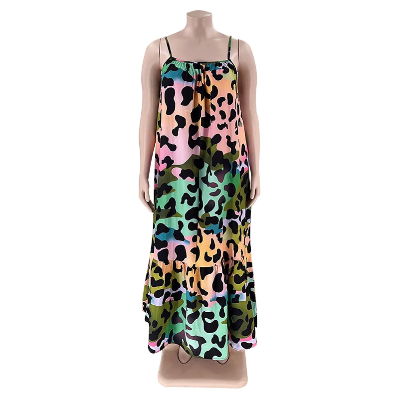 Plus Size Elegant Floral Print Dress Women Sleeveless Loose Cloth Lady Casual Luxury Robe 2023 Summer Trendy Party New In Dress