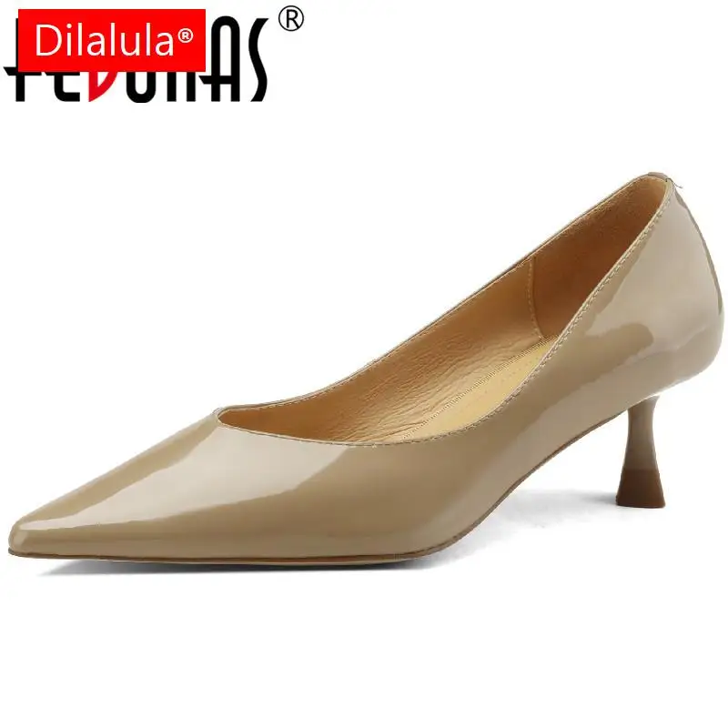 

Dilalula Basic Women Pumps Spring Summer Fashion Concise Pointed Toe Thin Heels Party Office Ladies Genuine Leather Shoes Woman