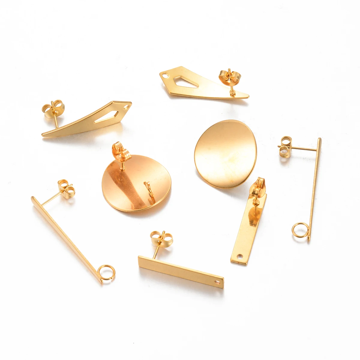 

6Pcs 20x20mm Supplier Wholesale Personality Irregular Stainless Steel Gold Earrings Polygon Jewelry Accessories Making Findings