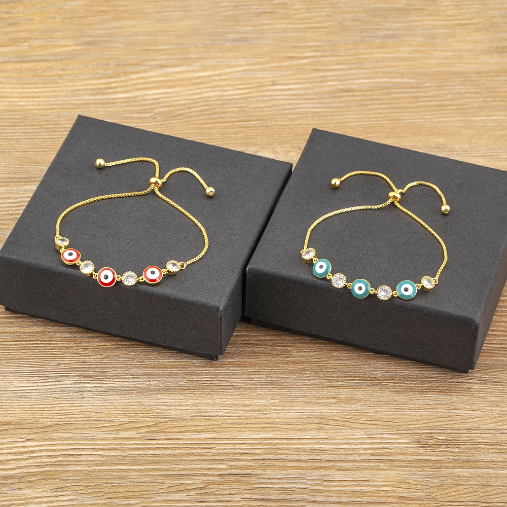 Новое поступление браслет-цепочка Nidin с круглым цирконом 3 цвета Фатима