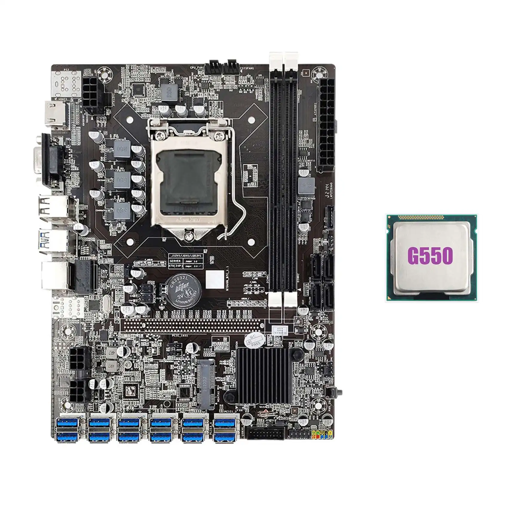

B75 ETH Mining Motherboard 12 PCIE to USB with G550 CPU LGA1155 MSATA Support 2XDDR3 B75 USB BTC Miner Motherboard
