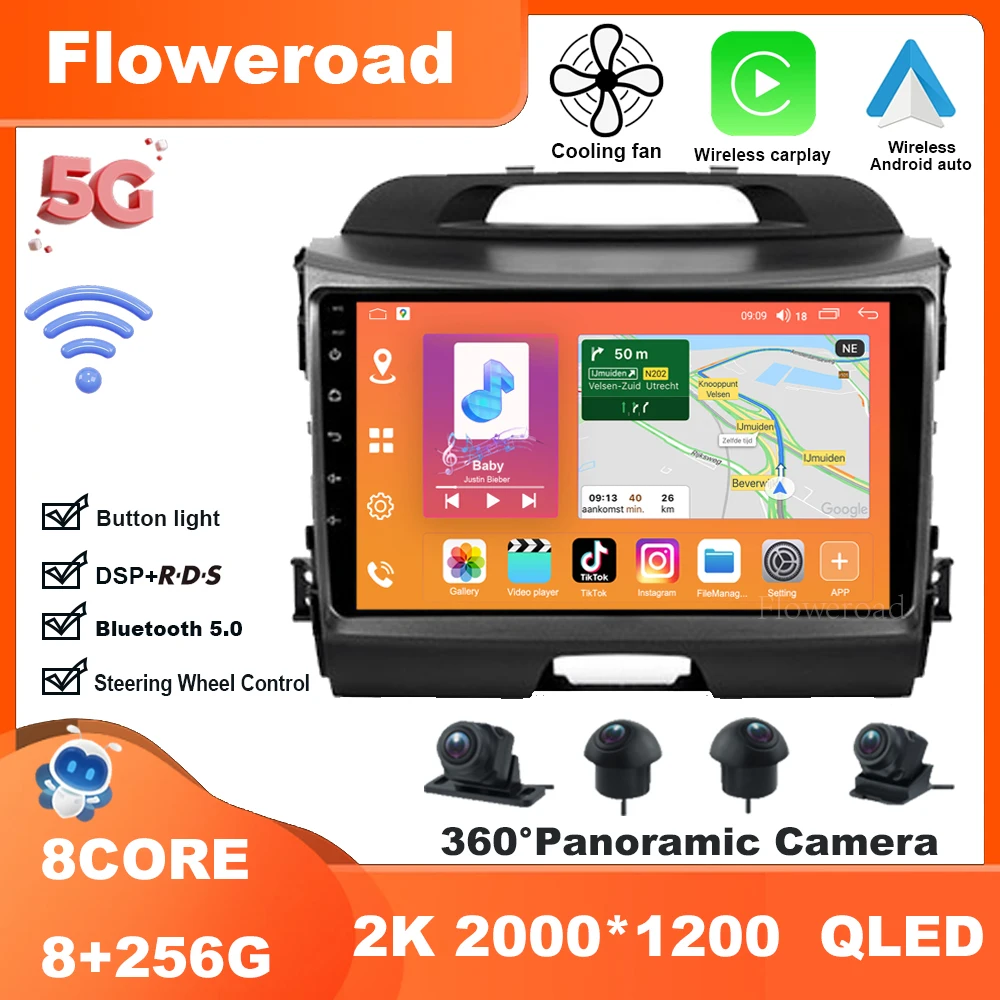 

9 Inch Android 13 For Kia Sportage3 SL 2010 - 2016 Radio Multimedia Video Player Navigation stereo GPS Carplay Auto BT5.0 5GWiFi