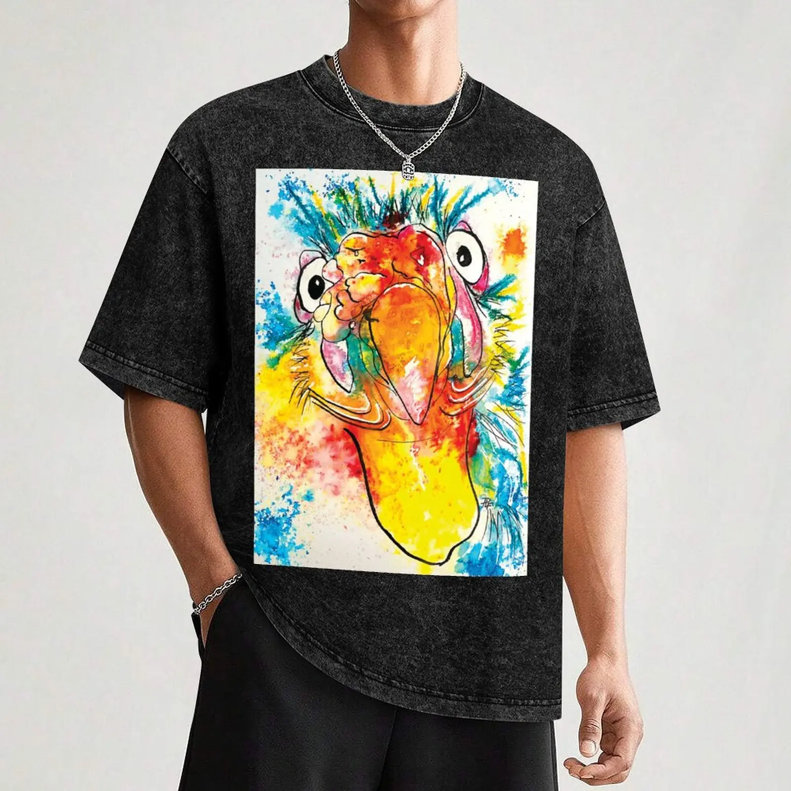 Kooky Kreatures Tully: The Yellow Turkey с принтом карикатуры — футболка Art by Paquita забавные футболки