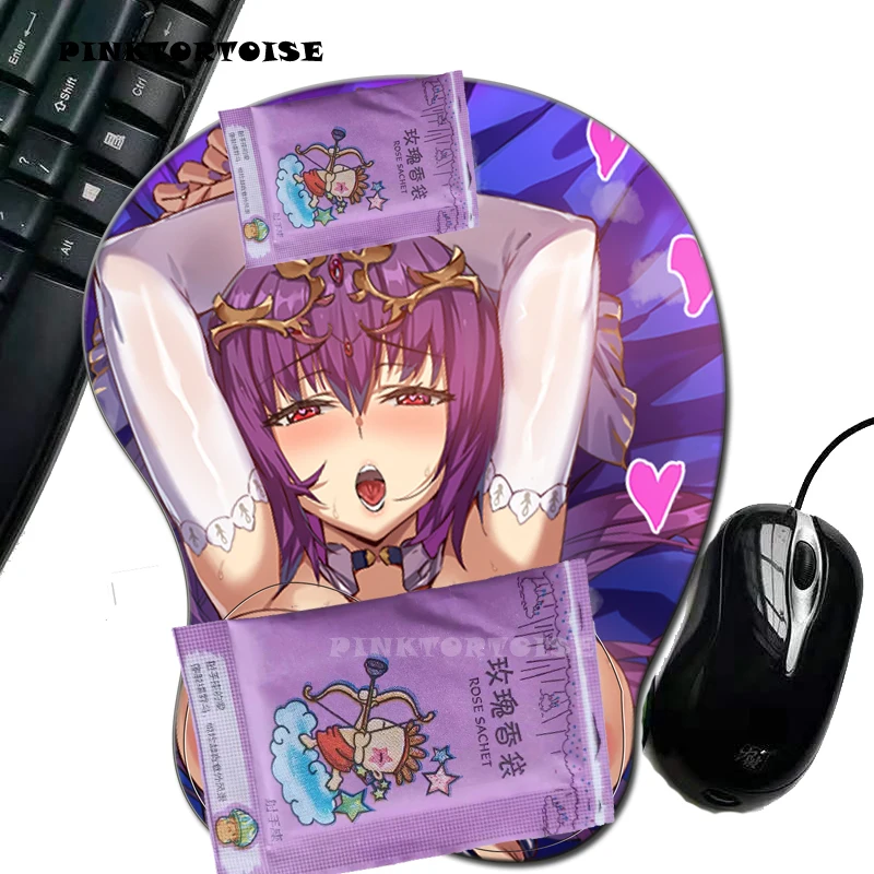 

PINKTORTOISE Anime 3D Konno Yuuki Mouse Pad with Silicone Wrist Rest Mousepad Chest Mouse Hand PC Office Comic Mouse mat