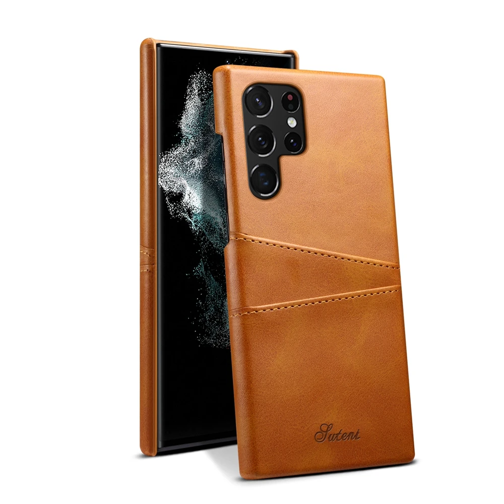

Business Pluggable Card Suitable For Samsung S23Ultra Phone Case Card Pack Galaxy S22 Protective Case S23 Cowhide Soft Case