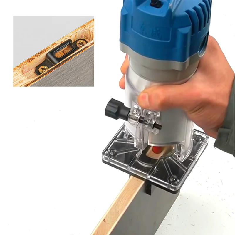 

Woodworking trimming machine slotting bracket two-in-one connector slotting locator door lock fastener slotting tool Woodworking