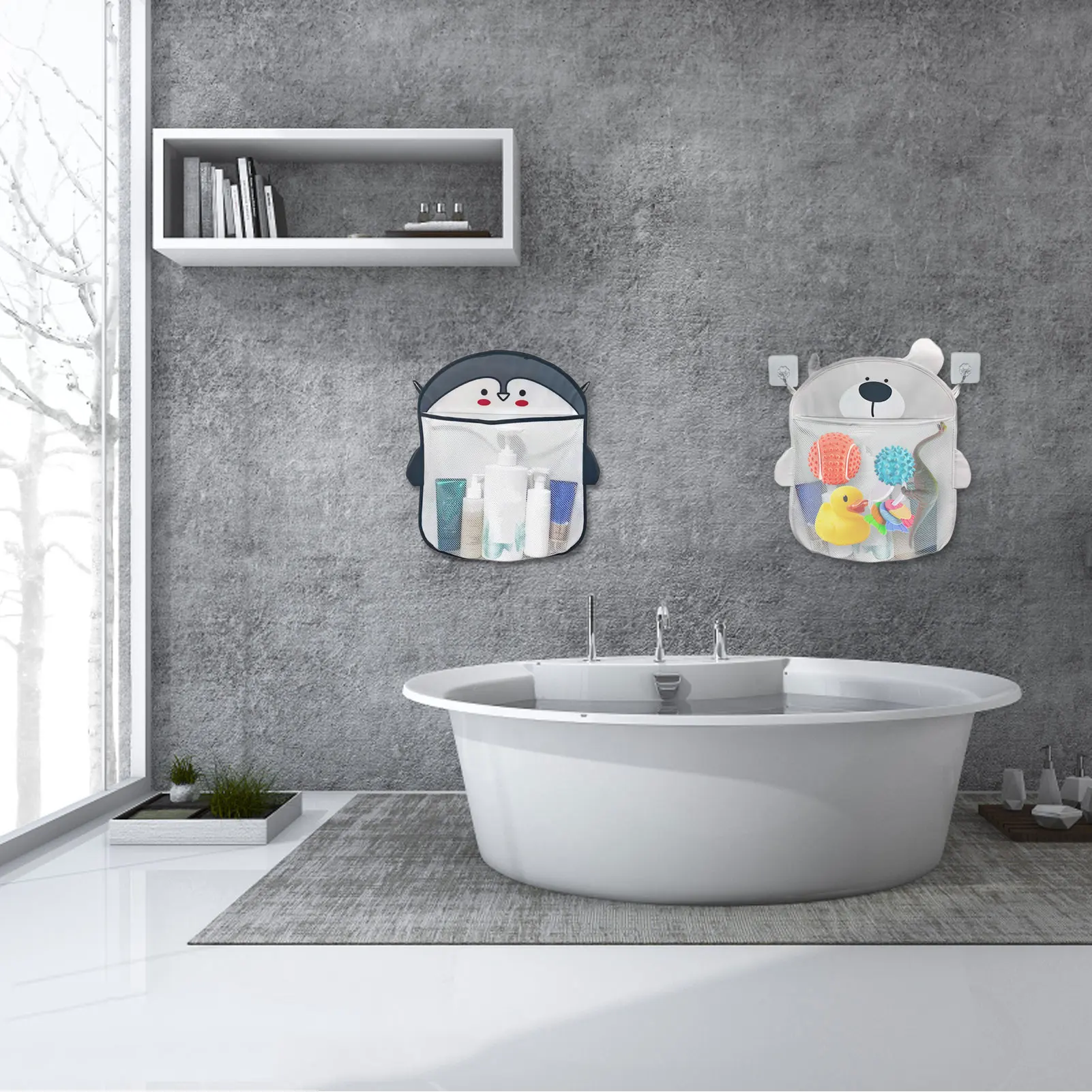 Bathtub Toy Holder Bath Toy Holder For Babies ToddlersBath Toys Storage Has 2 Sticky Hooks For Quick And Easy Installation