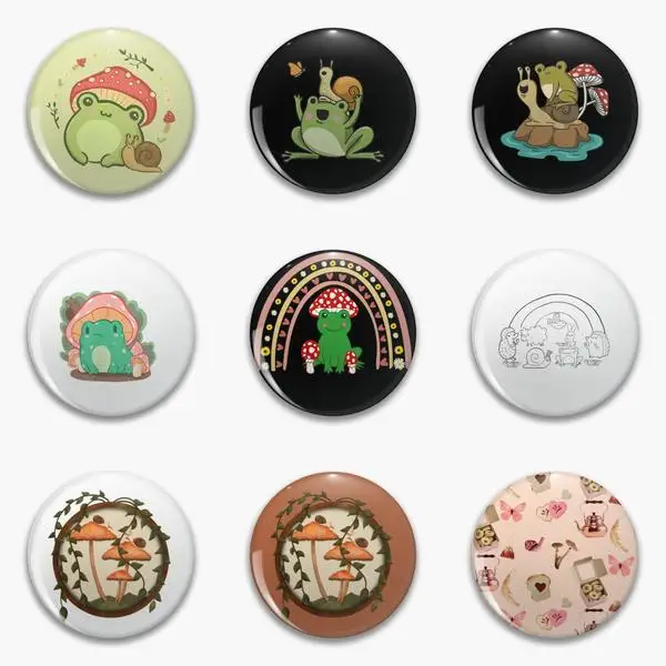 Cottagecore Aesthetic Cute Vintage Frog And Snail Be Soft Button Pin Customizable Gift Lapel Pin Decor Jewelry Badge Lover Women