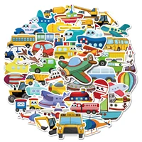 50piecespack kids sticker car tractor ship bus for boys girls toy waterproof reusable cute cup notebook sticker