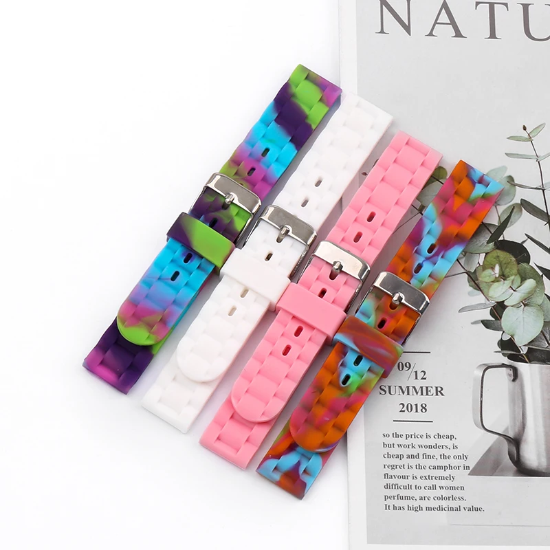 

Watch accessories candy color silicone strap 16mm needle buckle multi-color waterproof sports strap for men and women