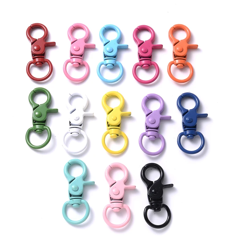 

10Pcs/Pack Metal Zinc Alloy Colorful Paint Lobster Clasps Spray Key Rings Connectors For Jewelry Making Key Chain DIY Accesories