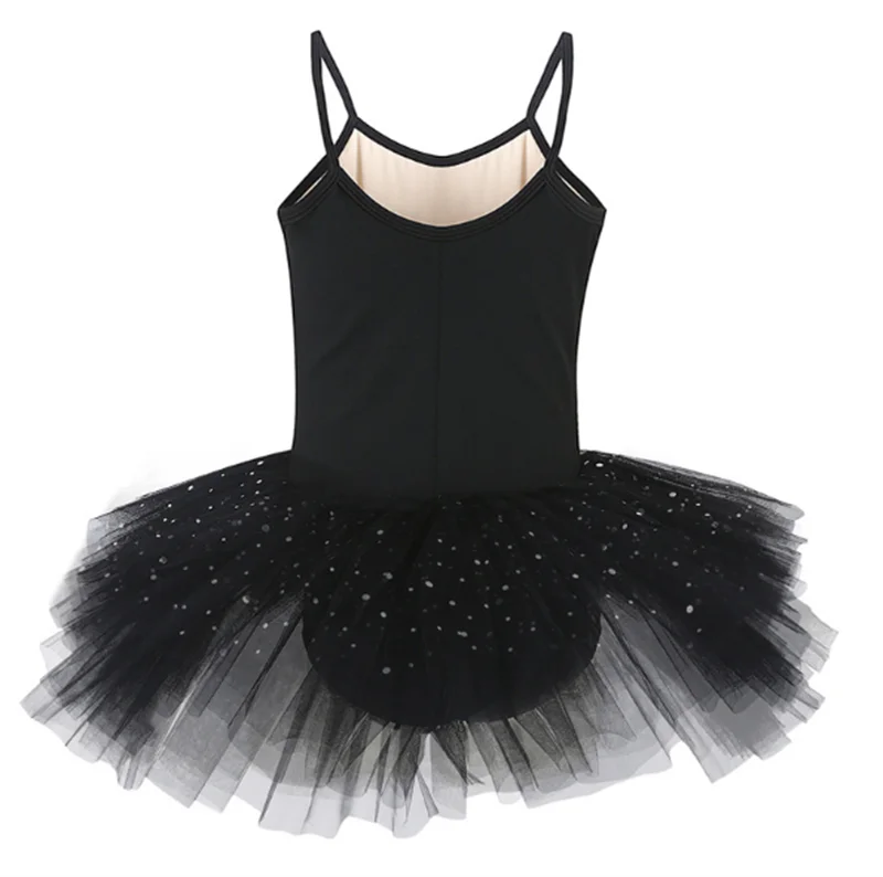 

Костюм балетный из газовой ткани с круглым вырезом и блестками