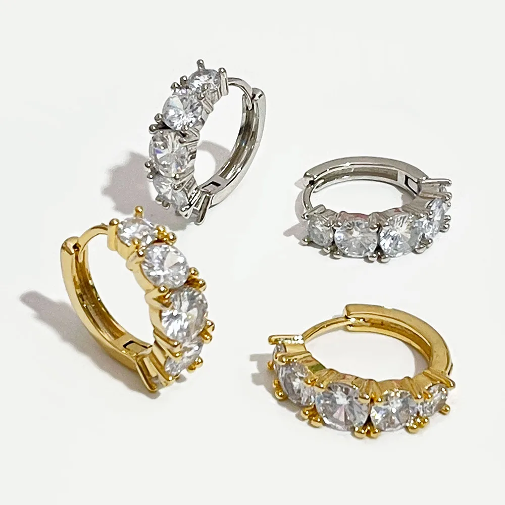 

Peri'sBox Dainty Big Clear CZ Crystal Hoop Earrings for Women Sparkly Zircon Huggie Earrings Wedding Bridal Jewelry Wholesale