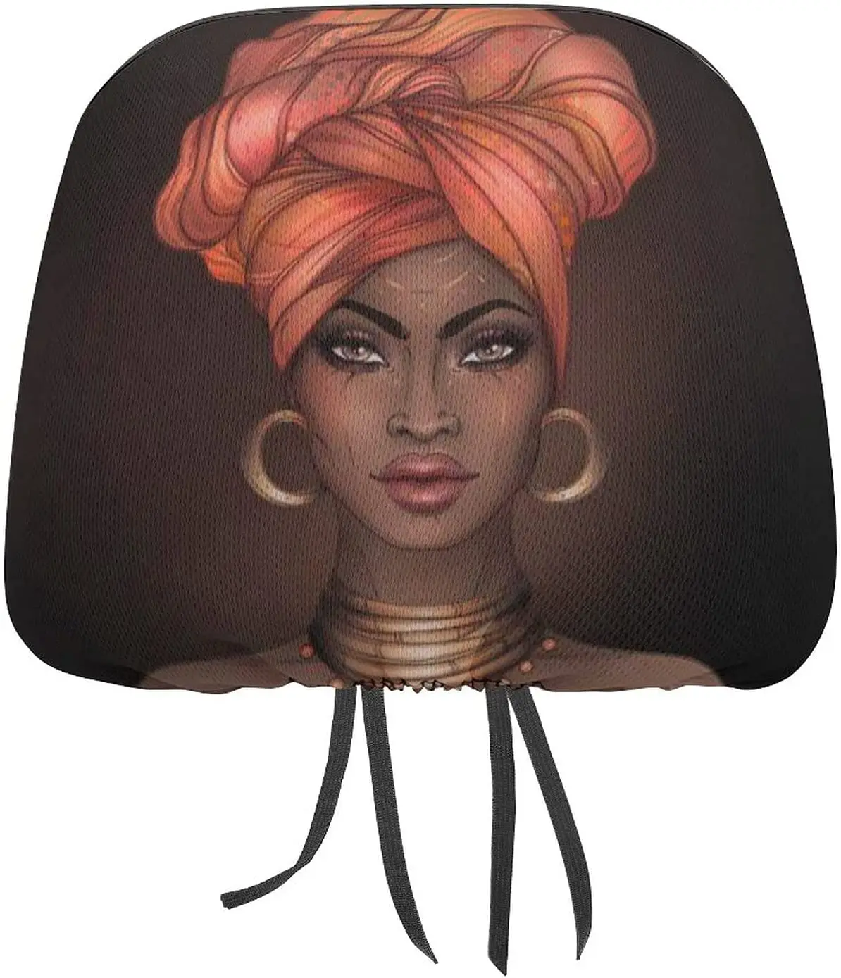 

American African Girl Pattern 2 Pack Car Headrest Cover Seat Rest Protector Cover Universal Fit Most Car/Truck Models f