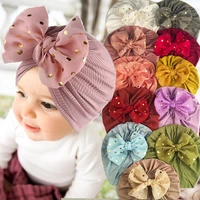 newborn polka dot cute hat baby bow hat children candy color shower cap dry hair cap kids hats 0 24m