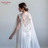 youlapan g60 crystal applique bridal cape 3 m long bridal wrap luxury cathedral wedding shawl bolero ladies brides jacket