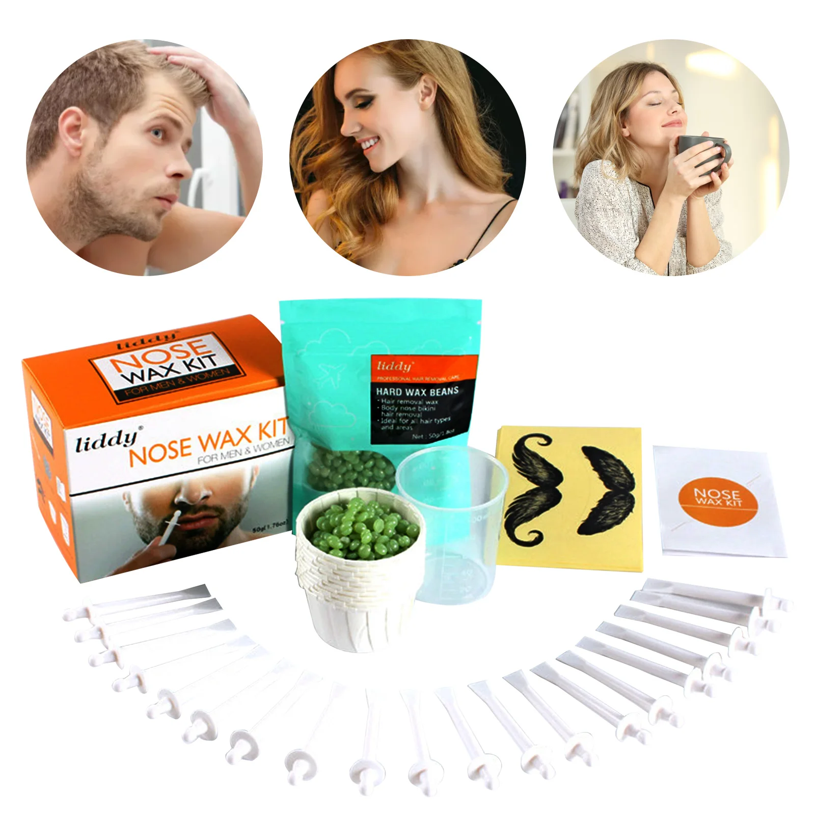 

Wax beanPortable Painless Nose Wax Kit For Men & Women Nose Hair Removal Wax Set Paper-Free Nose Hair Wax Beans Cleaning Wax Kit