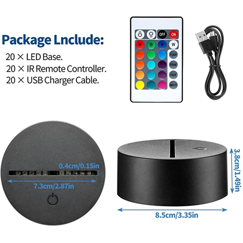 Купить 20 шт., 3D ночной светодиодный светильник, 16 цветов