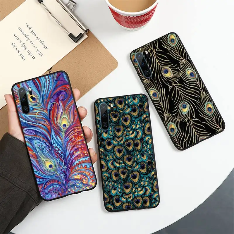 

Peacock feather colorful Phone Case For Huawei honor Mate 10 20 30 40 i 9 8 pro x Lite P smart 2019 Y5 2018 nova 5t
