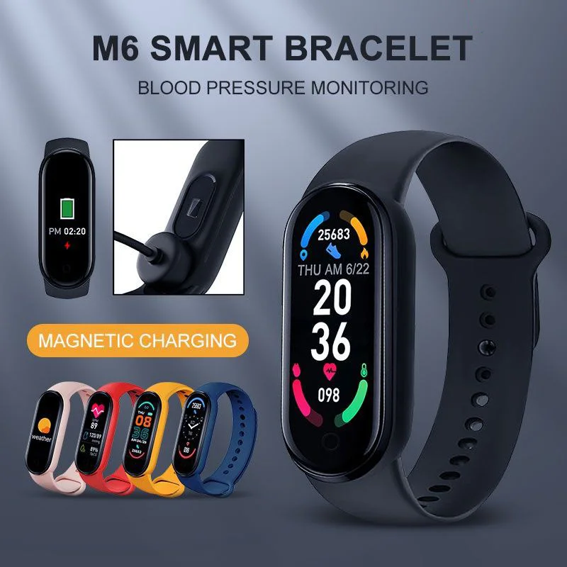 

M6 Smart Watch Bracelet Men Women Fitness Tracker Heart Rate Blood Pressure Monitoring Sports Waterproof Smartwatch Wristband