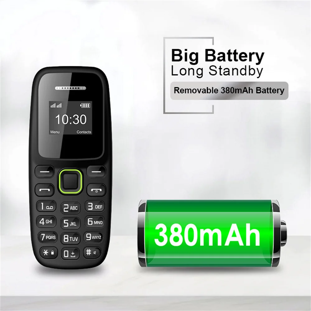 UNIWA BM310 0.66Inch Mini Phone MTK6261D GSM Quad Band Pocket Cellphones With Button Keypad Dual SIM Dual Standby for Elderly