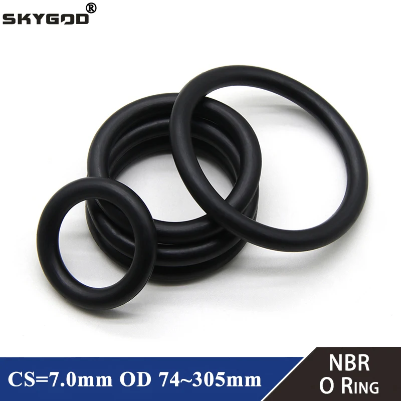 

5pcs NBR O Ring Seal Gasket Thickness CS 7mm OD 74~304mm Nitrile Butadiene Rubber Spacer Oil Resistance Washer Round Shape Black