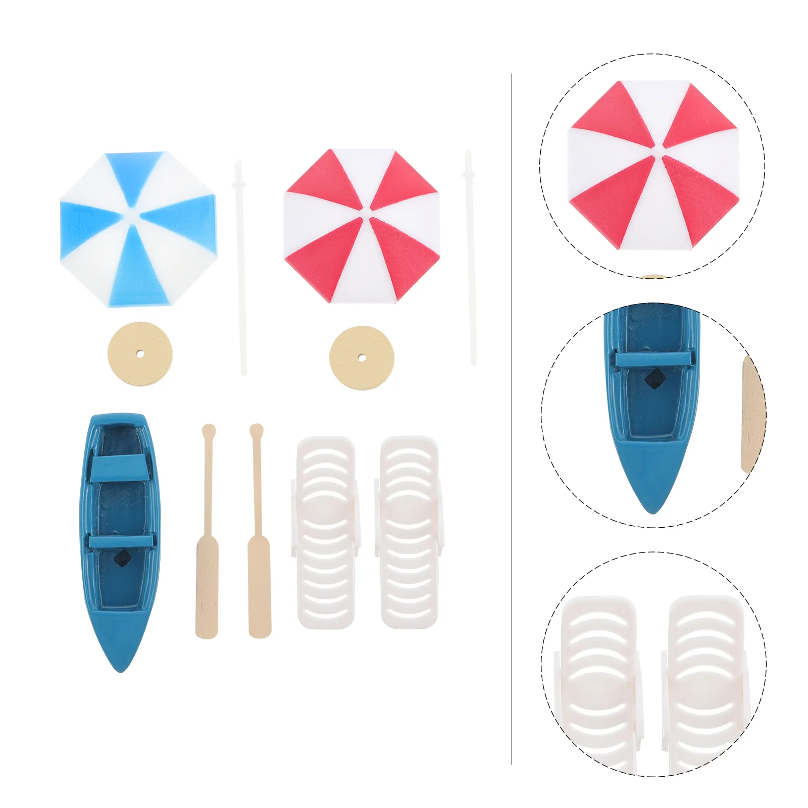 

Beach Miniature Boat Mini Aquarium Decor Chair Figurines Ornament Decorations Decoration Accessories Umbrella Ornaments Set