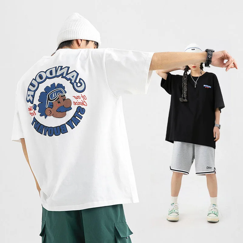 

Oversize Man Cartoon Print T Shirts Harajuku Streetwear Hip Hop Top Graphic Tees Cotton Casual Women Half Sleeve Unisex Clothing