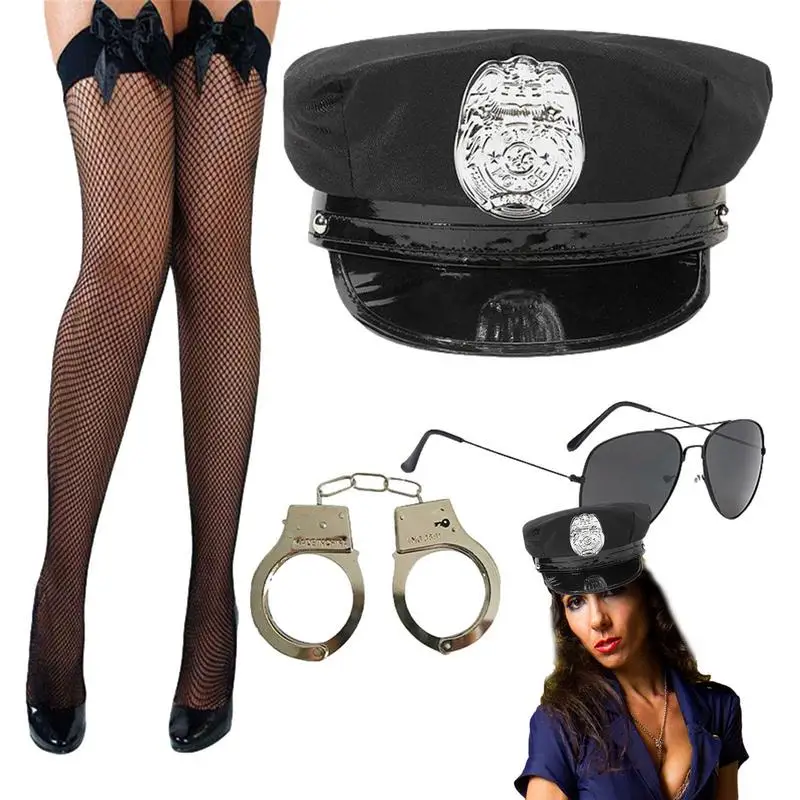 

Halloween Sexy Policewoman Officer Stocking Costume Set With Lace Stockings Policewoman Uniform Stockings For Cosplay