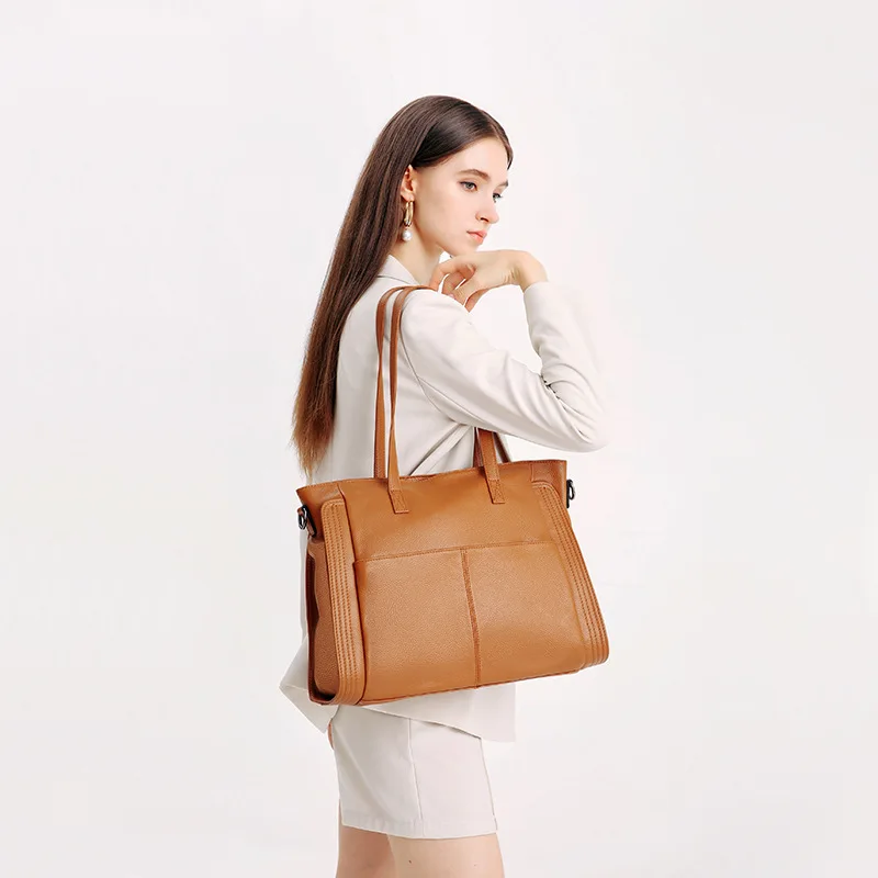 

Limited New Large Travel Bag Cow Leather Original Single Shoulder Women Handbag Casual Multi-layer Leather Purses