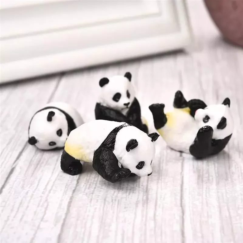 

4pcs/set Cute Panda Moss Micro Landscape Terrarium Figurine Decoration Resin Funny Panda Babies Ornament Fairy Garden Miniature